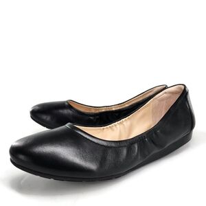 Cole Haan Elie Black Leather Shoes For Crews Slip & Oil Resistant Ballet Flats